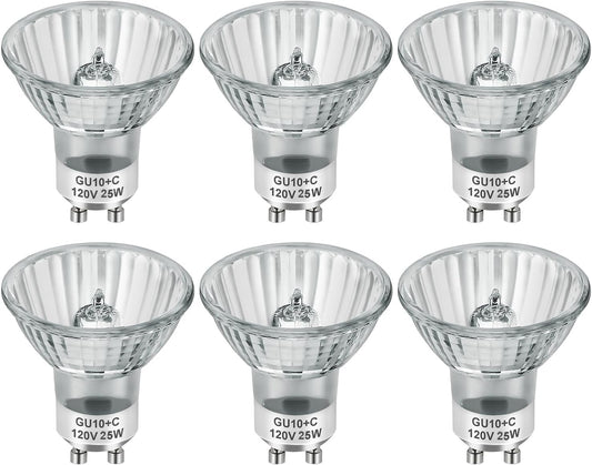 SerBion GU10 25 Watt Halogen Light Bulbs for Lava Lamp and Wax Warmer, 120V Dimmable, 6-Pack