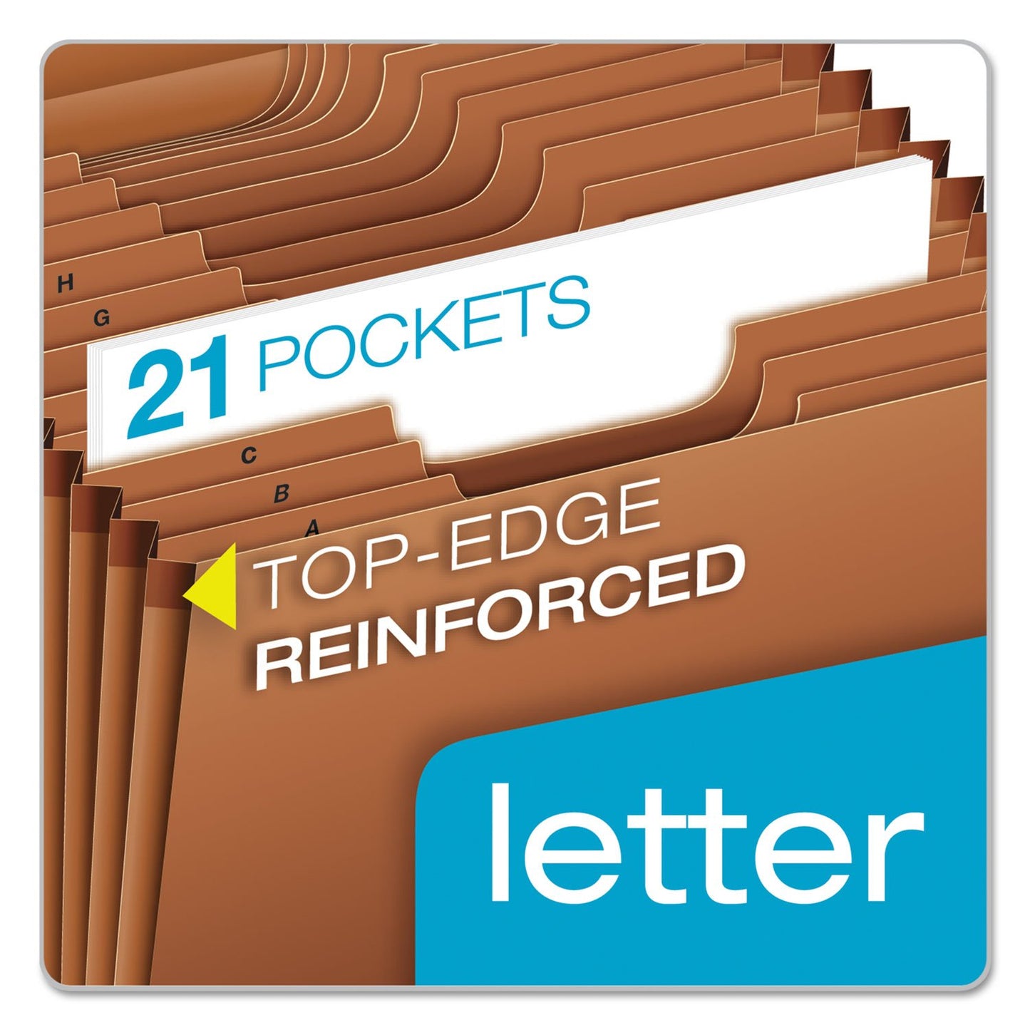 Pendaflex Heavy Duty Expanding File with Extra-Thick Cover, Tyvek Reinforced Edges, 21 Pockets, A-Z Tabs, Elastic Cord Closure, Letter Size
