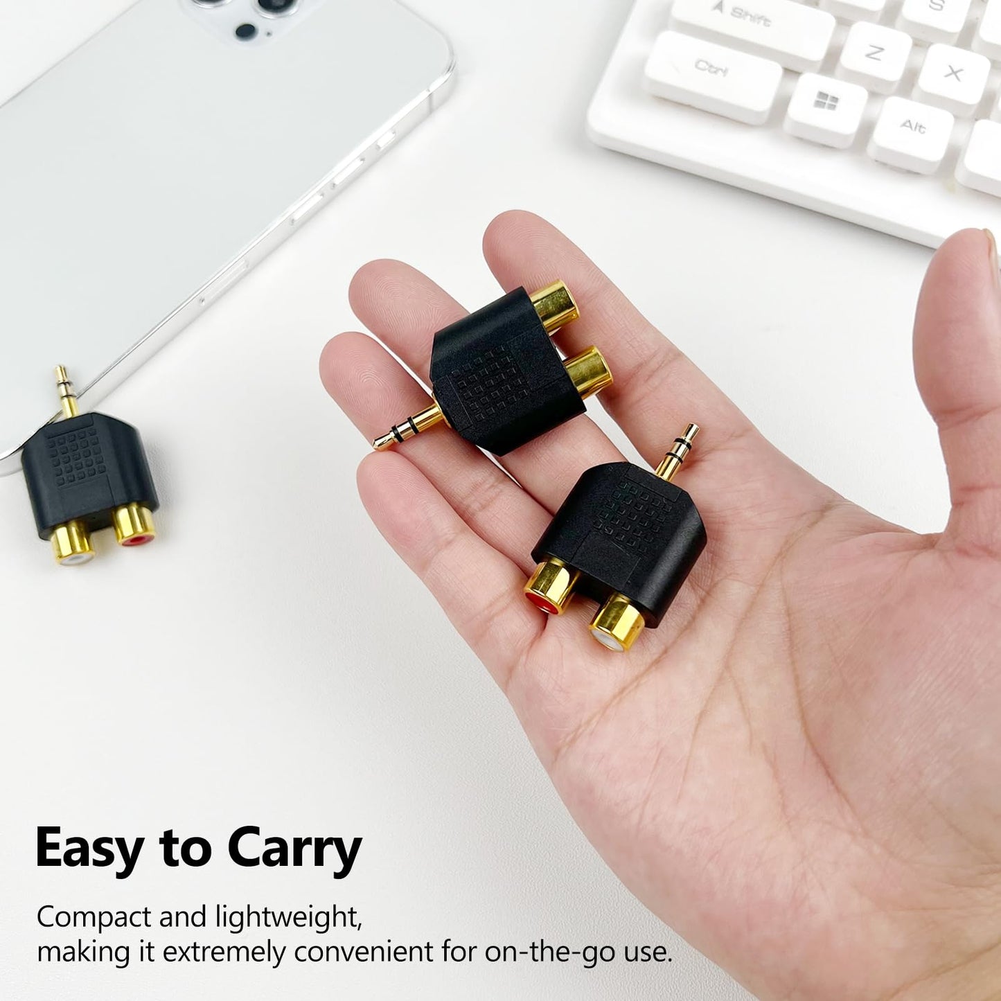 Brvlsoc 3.5mm TRS to Dual RCA Female Adapter (3-Pack) - Stereo Male to Dual RCA Female Audio Splitter for Smartphones, Speakers & Home Theater