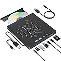 7 in 1 External DVD Drive, External CD/DVD Drive for Laptop USB 3.0 & Type-C, Portable CD/DVD +/-RW Disk Drive, CD/DVD Burner CD ROM External Drive