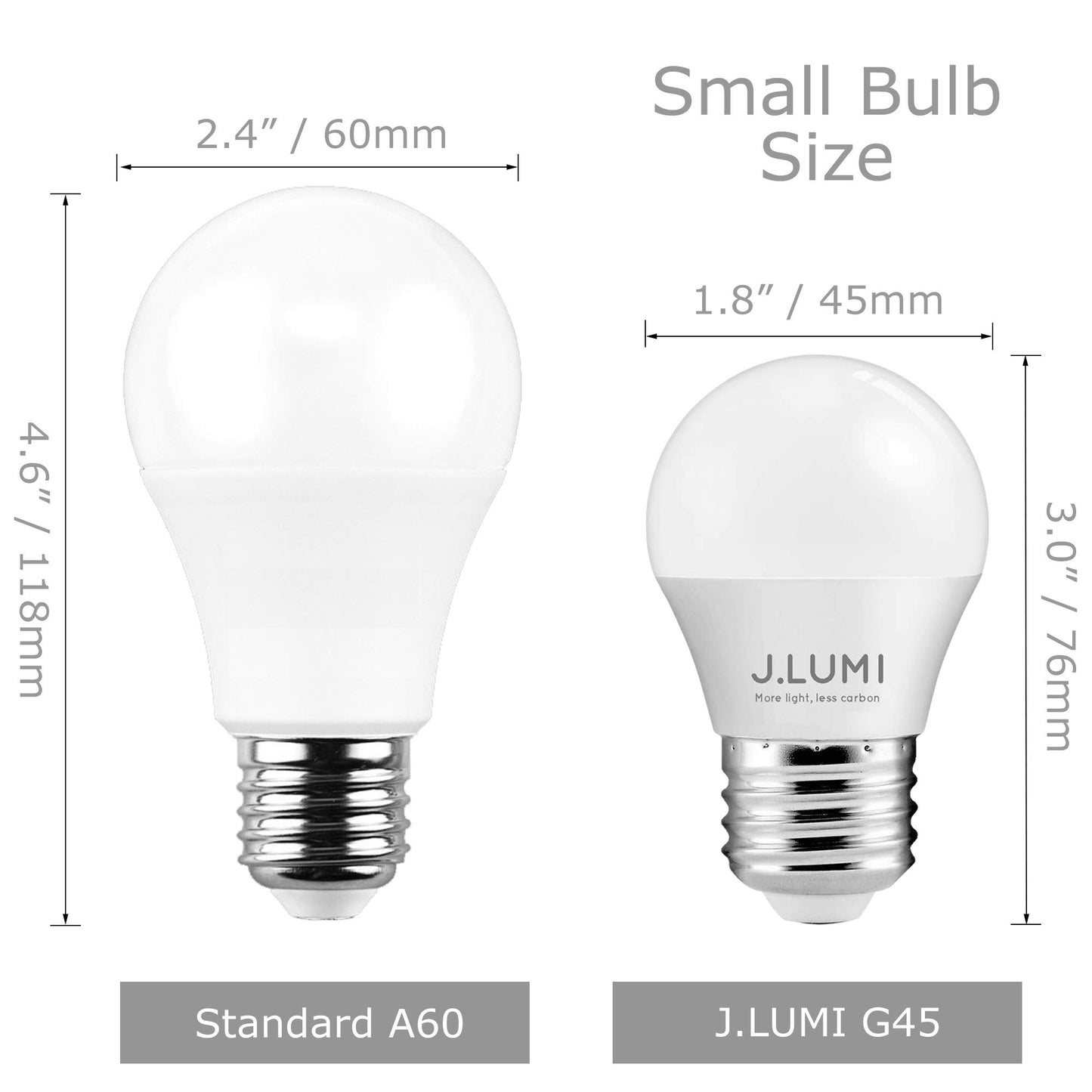 J.LUMI BPC4503 LED Light Bulbs 3W (25 Watt Equivalent), G40 Light Bulbs, 3000K Warm, E26 Base, LED Bulbs for Bed Side Lamps, Refrigerator, NOT