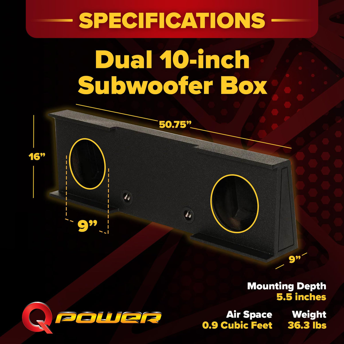 QPower QBGMC10-2007-4DR Dual 10-Inch Underseat Downfire Subwoofer Box