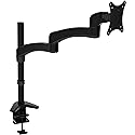 2xhome -New Ergonomic Fully Height Adjustable Easy Articulating Tilting Black Desk Pole Mount Bracket Desktop Flat Panel Clamp Stand with Extension