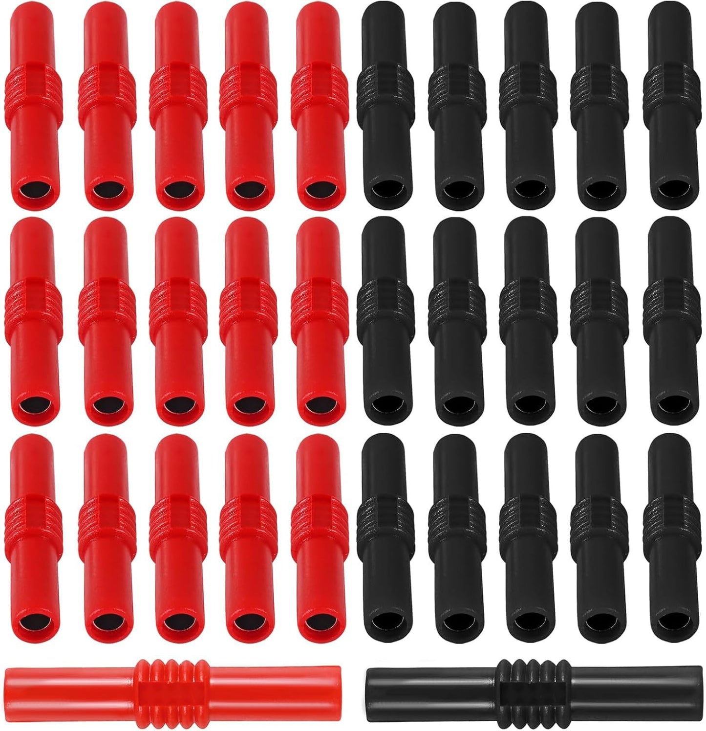 32PCS Banana Plug Jack Socket Connectors 4mm Insulated Female to Female Banana Socket Connector for 4MM Banana Plug Extension Adapter(Red and Black)