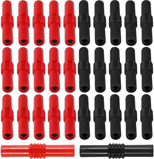 32PCS Banana Plug Jack Socket Connectors 4mm Insulated Female to Female Banana Socket Connector for 4MM Banana Plug Extension Adapter(Red and Black)
