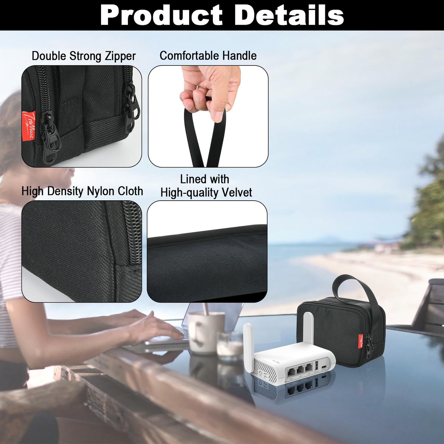Travel Router Case for GL.iNet GL-MT3000/ GL-AXT1800/ GL-SFT1200/ GL-A1300/ TP-Link AX1500 Travel Routers, Portable WiFi Storage Holder,Waterproof