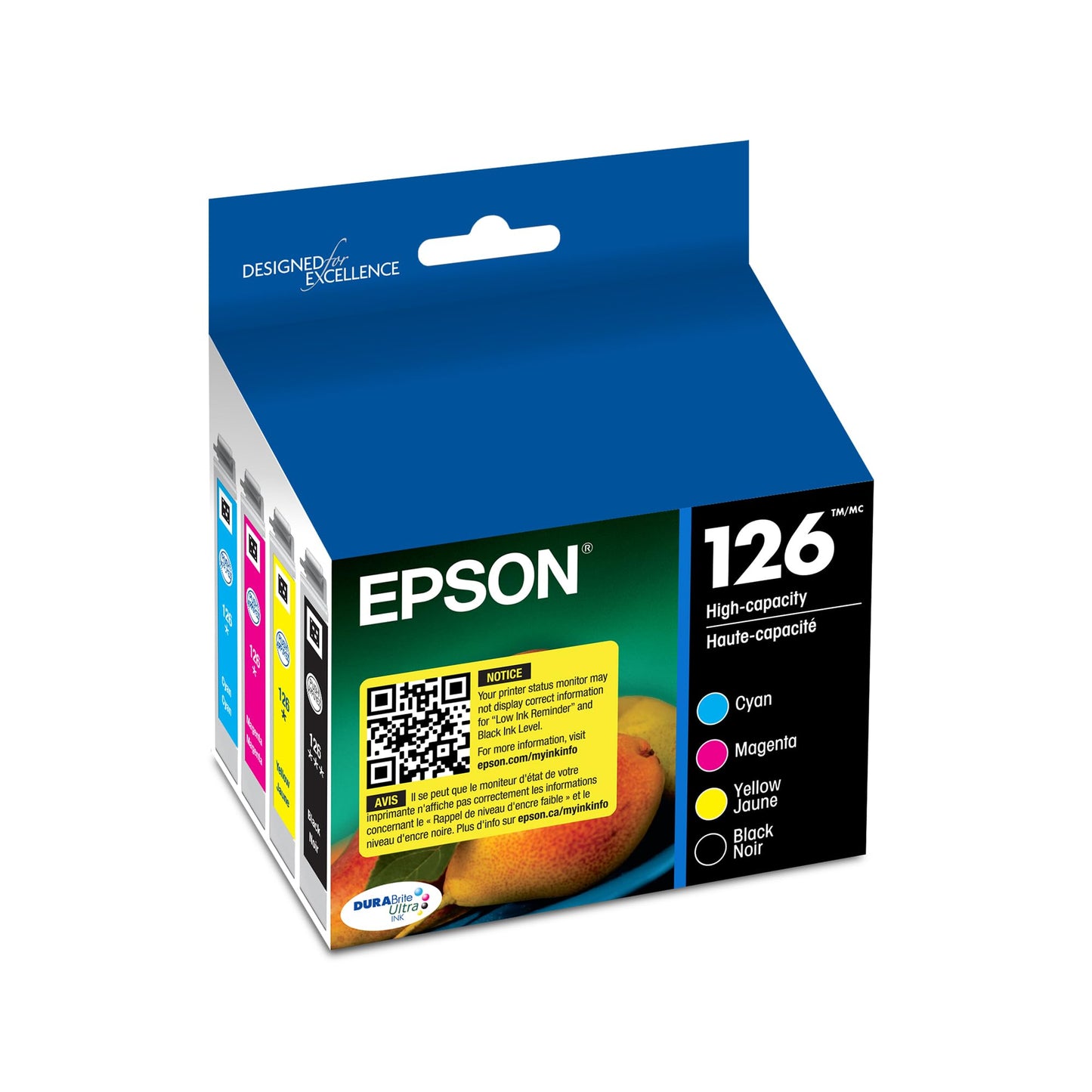 Epson 126 DURABrite Ultra Ink Black & Color Combo Pack for WF-3520, 3530, 3540, 520, 545, 630, 633, 635, 645, 7010, 7510, 7520, 840, 845 and Other