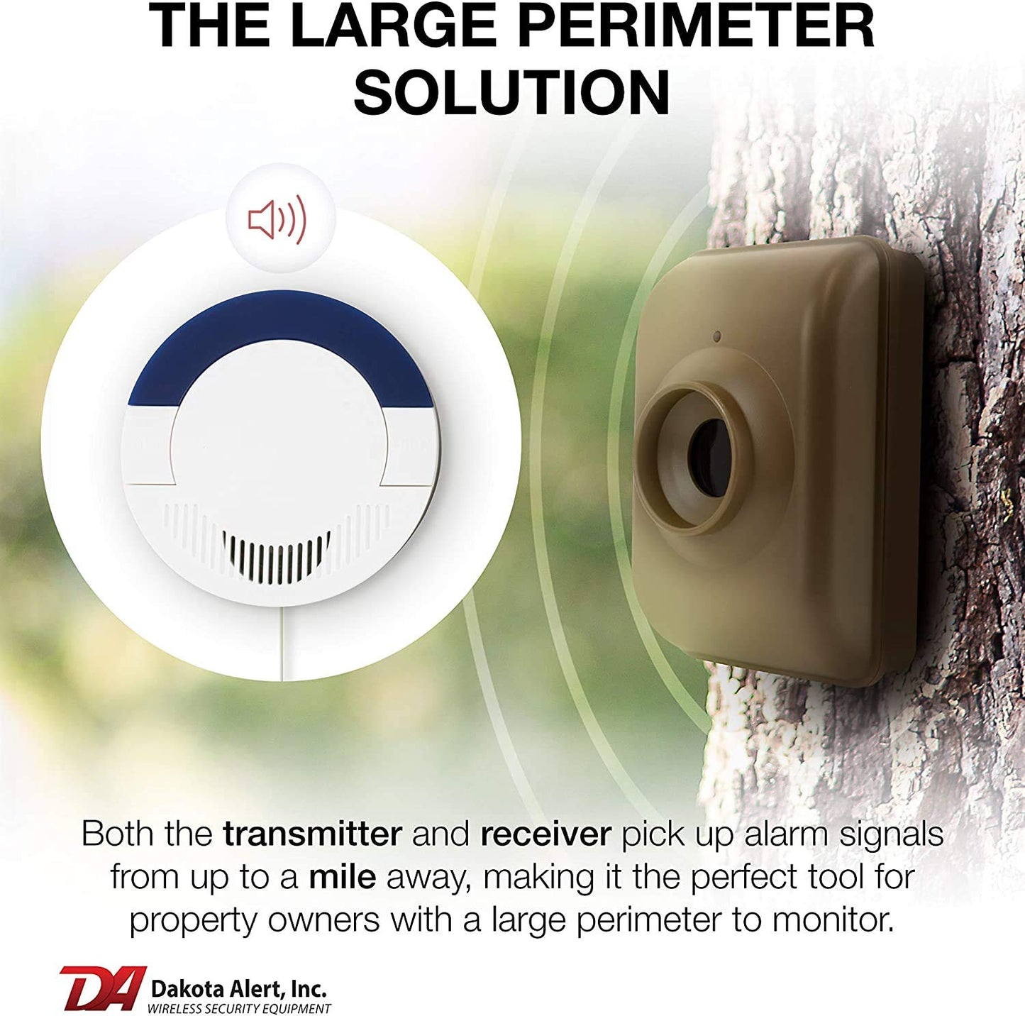 Dakota Alert Long Range Wireless Driveway Motion Detector - DCMA-4000 One Mile Alarm System - Passive Infrared Driveway Alarm Transmitter & Receiver