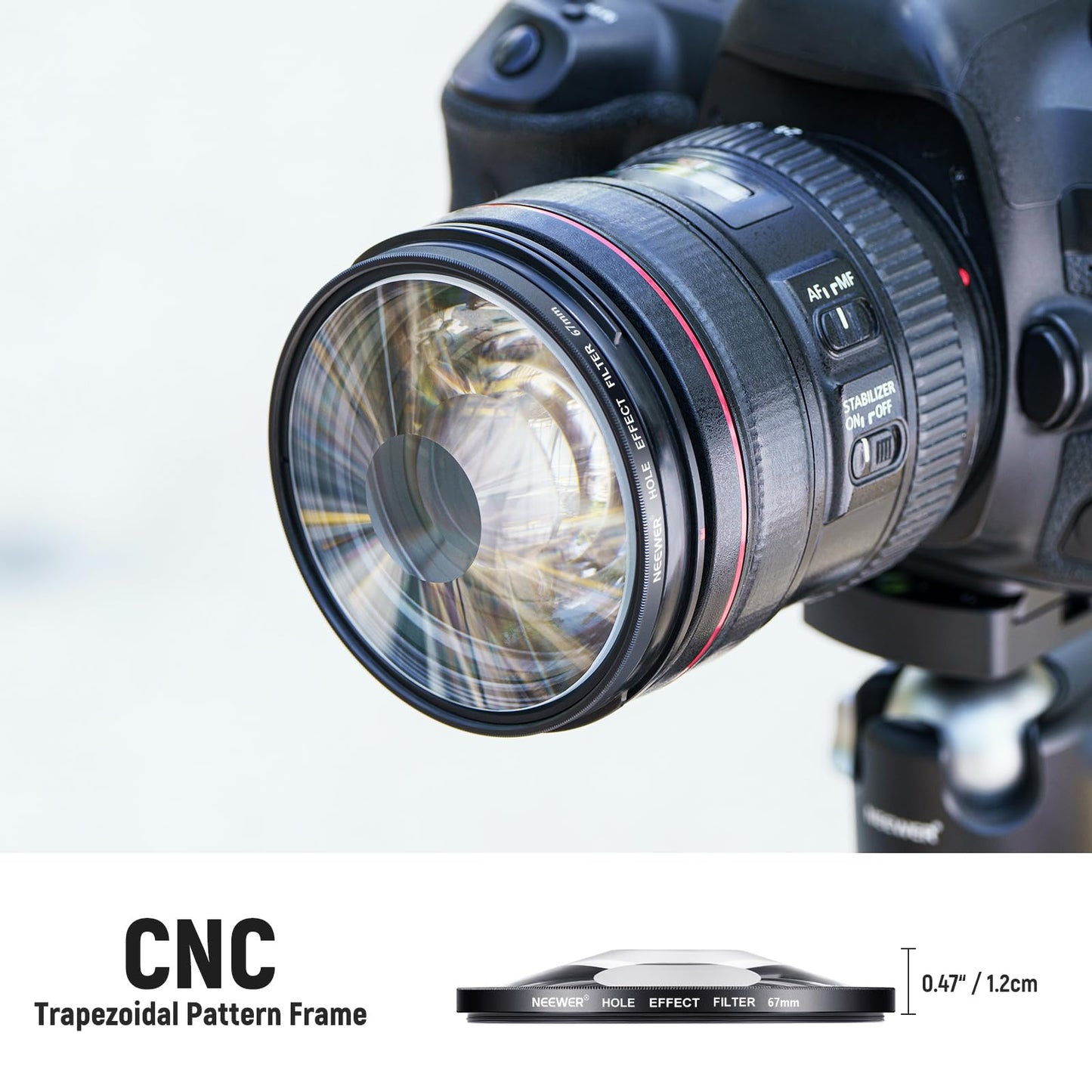 NEEWER 67mm Spiral Halo Camera Lens Filter, Prism K9 Optical Glass Special Effects Filter Photography Camera Lens Accessories with Tunnel Vision