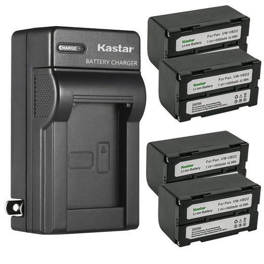 Kastar 4-Pack Battery and AC Wall Charger Replacement for Proscan PRO 742, PRO 898LC, PRO 898LH, PRO 998LH, PRO V730, PRO V741, PRO V742, PRO 898LC
