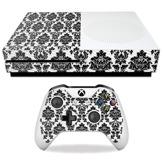 MightySkins Carbon Fiber Skin for Microsoft Xbox One S - Vintage Damask | Protective, Durable Textured Carbon Fiber Finish | Easy to Apply, Remove