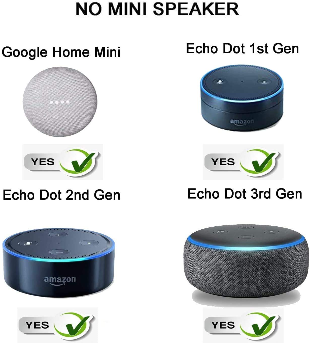 Pmsanzay 1 Pack Adjustable Metal Wall Mount Stand Holder for Echo Dot (1st, 2nd, 3rd Gen) - No Echo Included - No Drilling