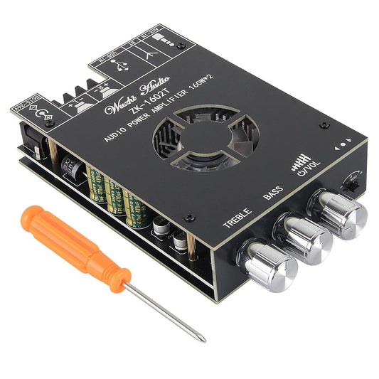 Audio Amplifier Board, 160W+160W 2.0 Channel Amp Board with Treble and Bass Control, ZK-1602T Bluetooth 5.0 Amplifier Board, Stereo Mini Amplifier