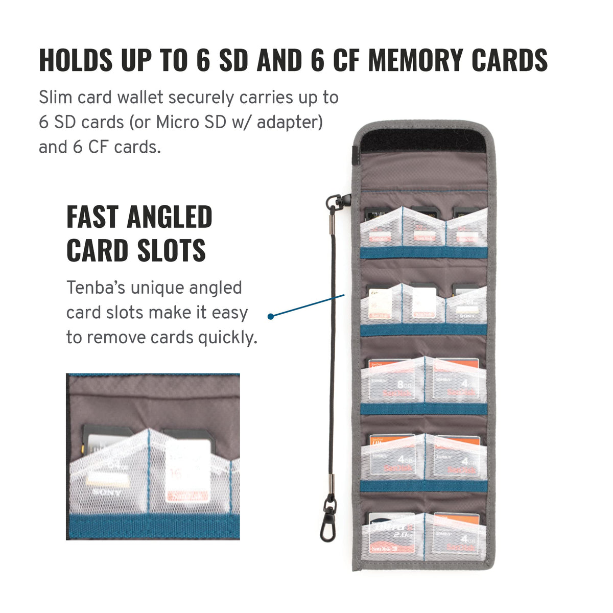 Tenba Tools Reload SD6+CF6 Card Wallet - Blue (636-637)