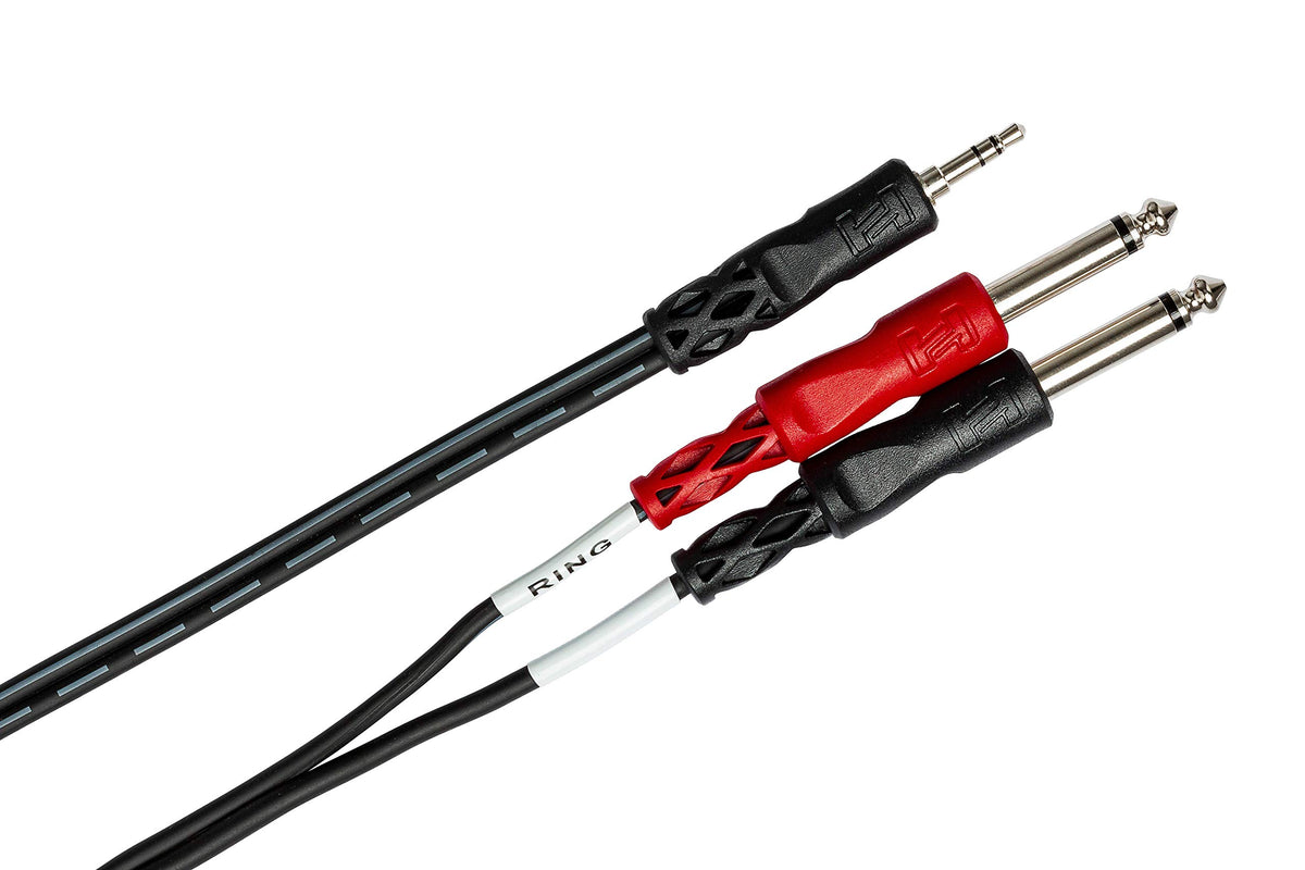 Hosa CMP-159 3.5 mm TRS to Dual 1/4" TS Stereo Breakout Cable, 9 Feet (5-Pack)