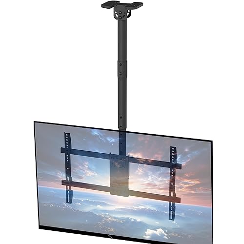 VIVO Ceiling Swivel TV Mount for 43 to 86 inch Screens, Telescoping Height Adjustment with 3ft Extension Pole, Fits Pitched/Vaulted Roof, Holds 132