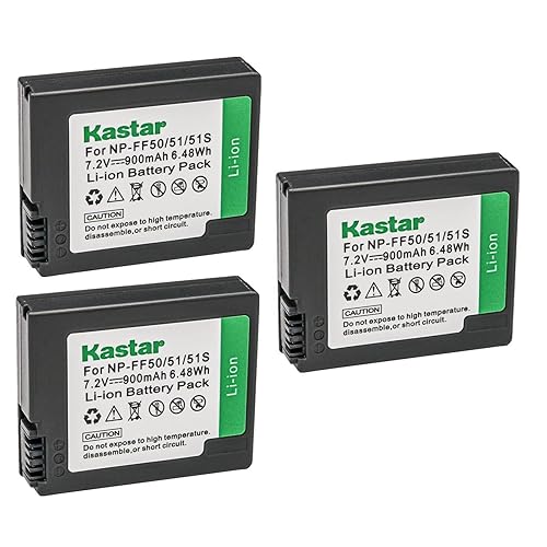Kastar NP-FF50 Battery 3-Pack Replacement for Sony NP-FF50, NP-FF51, NP-FF51S Battery, Sony DCR-HC1000, DCR-HC1000E, DCR-IP1, DCR-IP1E, DCR-IP1K