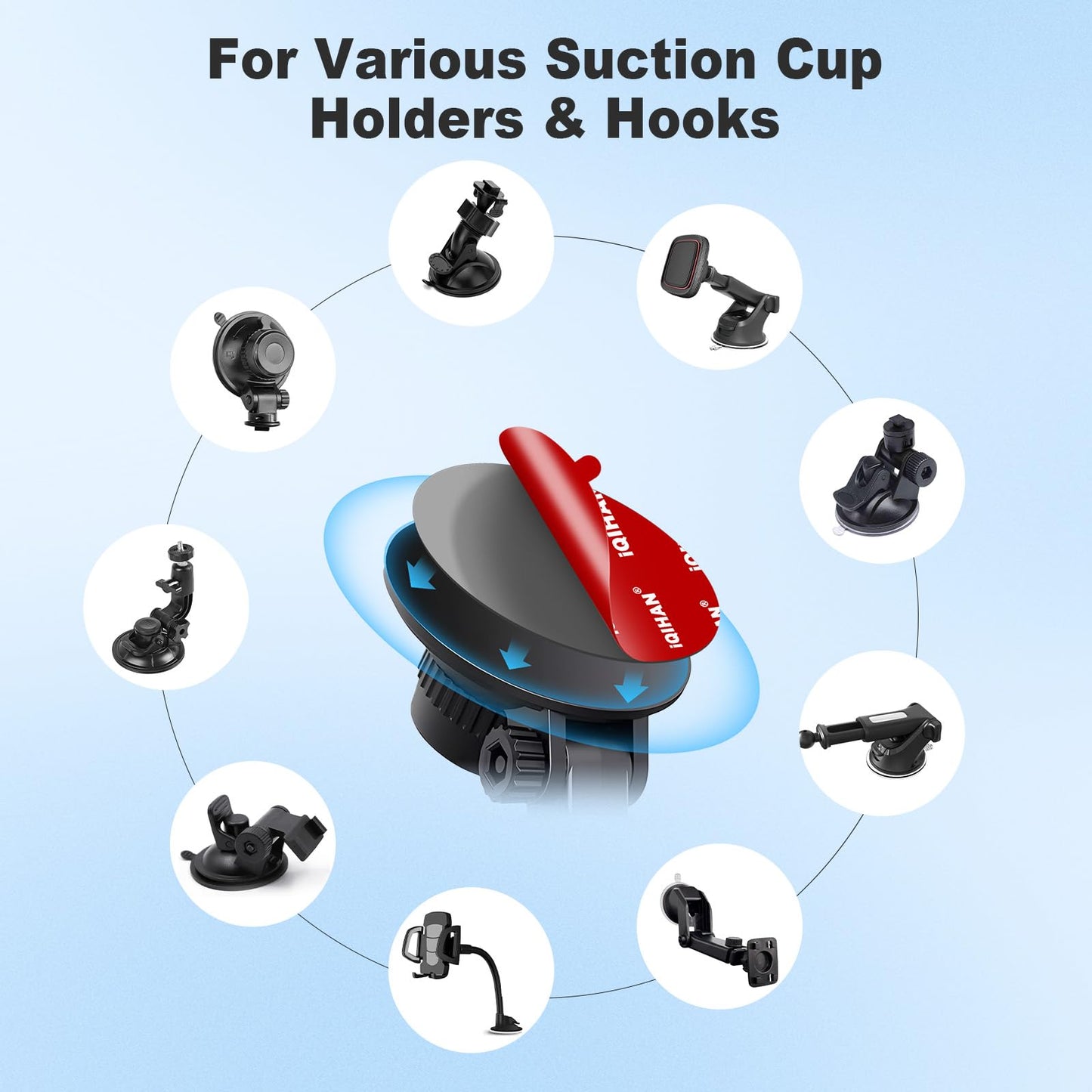 Sticky Pads for Car Phone Mount, 6pcs 2.76"(70mm) Heavy Duty Adhesive for Dashboard/Windshield Cellphone Holder Suction Cup Base, Double-Sided
