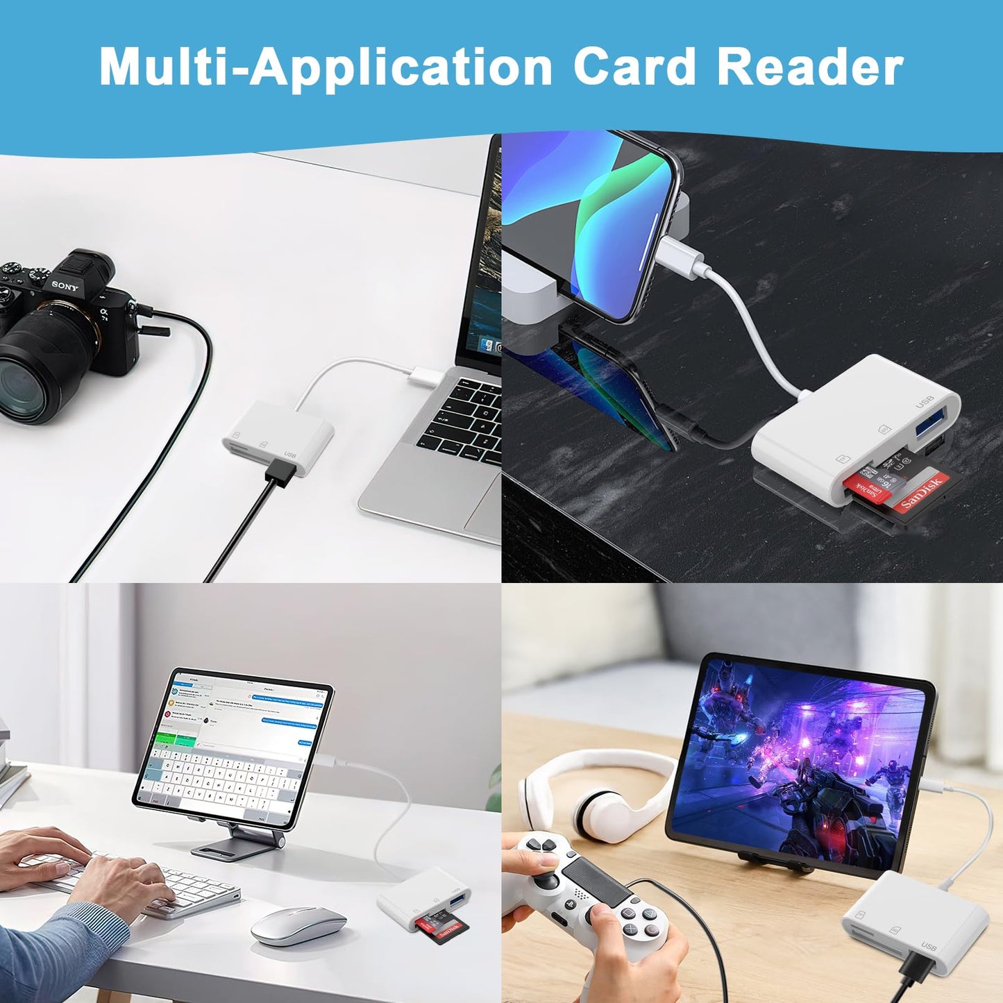 SD Card Reader USB C to Micro SD,Dual Slots with Camera Adapter for Digital Camera, iPhone 15-17, iPad, Mac, MacBook, Android, Laptop