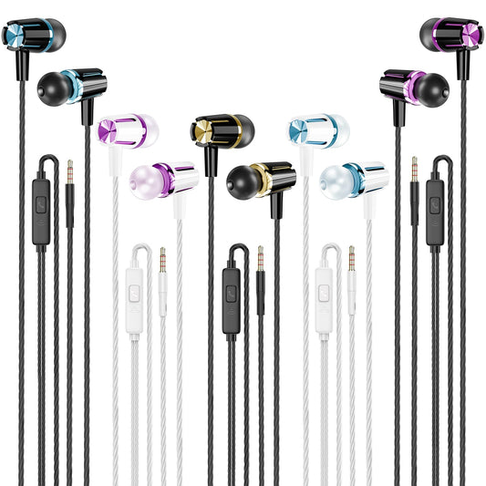 Rayleigh Wired Earbuds 5 Pack, Earbuds Headphones with Microphone, Earphones with Heavy Bass Stereo Noise Blocking, Compatible with iPhone, with iPad