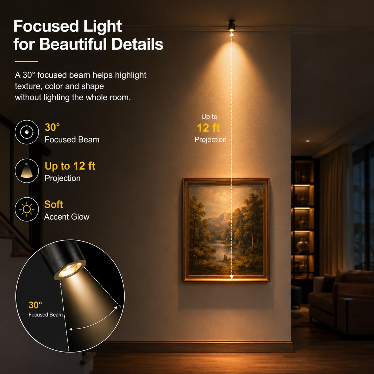 Taysing LED Spot Light Indoor Little Mini Spotlight Accent Lights for Display, Paintings, Pictures, Plants, Jewelry, Shelves, Cabinets, Posters