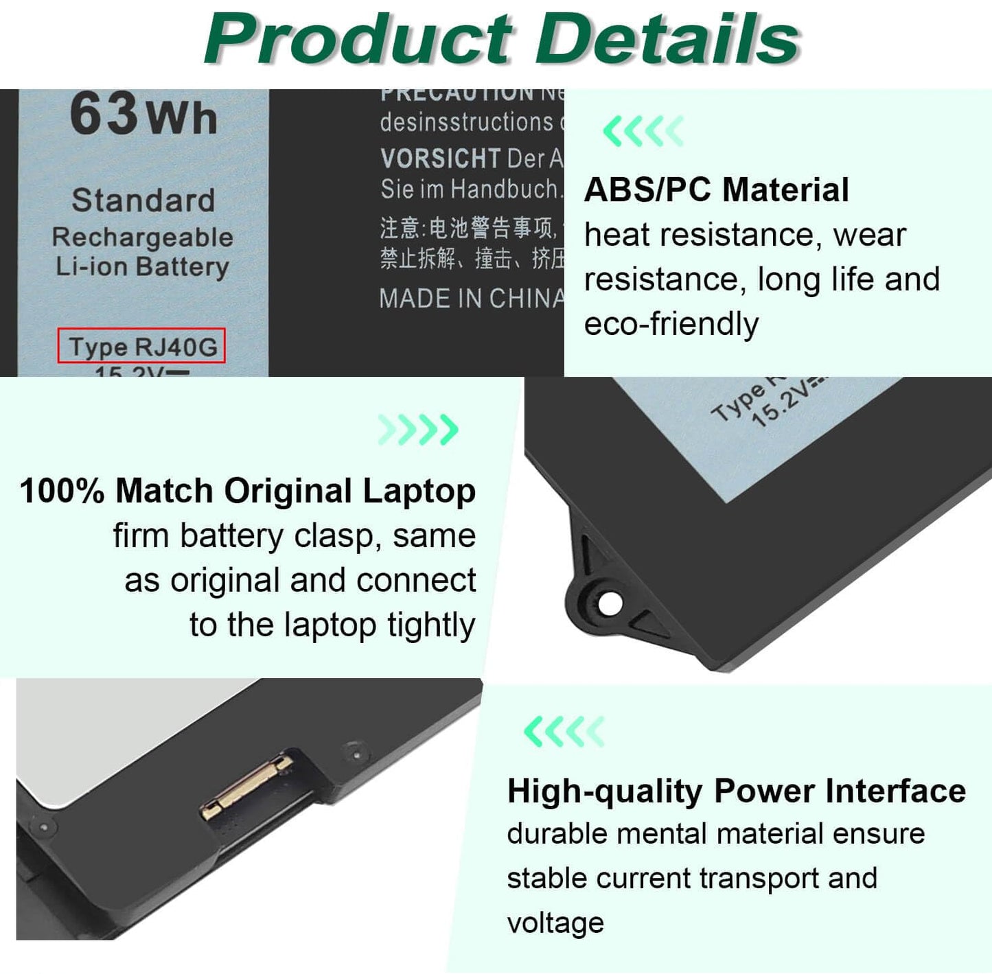 DMKAOLLK 63WH RJ40G Battery for Dell Latitude 15 5520 Latitude 14 5420 Precision 15 3560 Series Laptop, fit for Dell P137G P137G001 F P104F P104F001