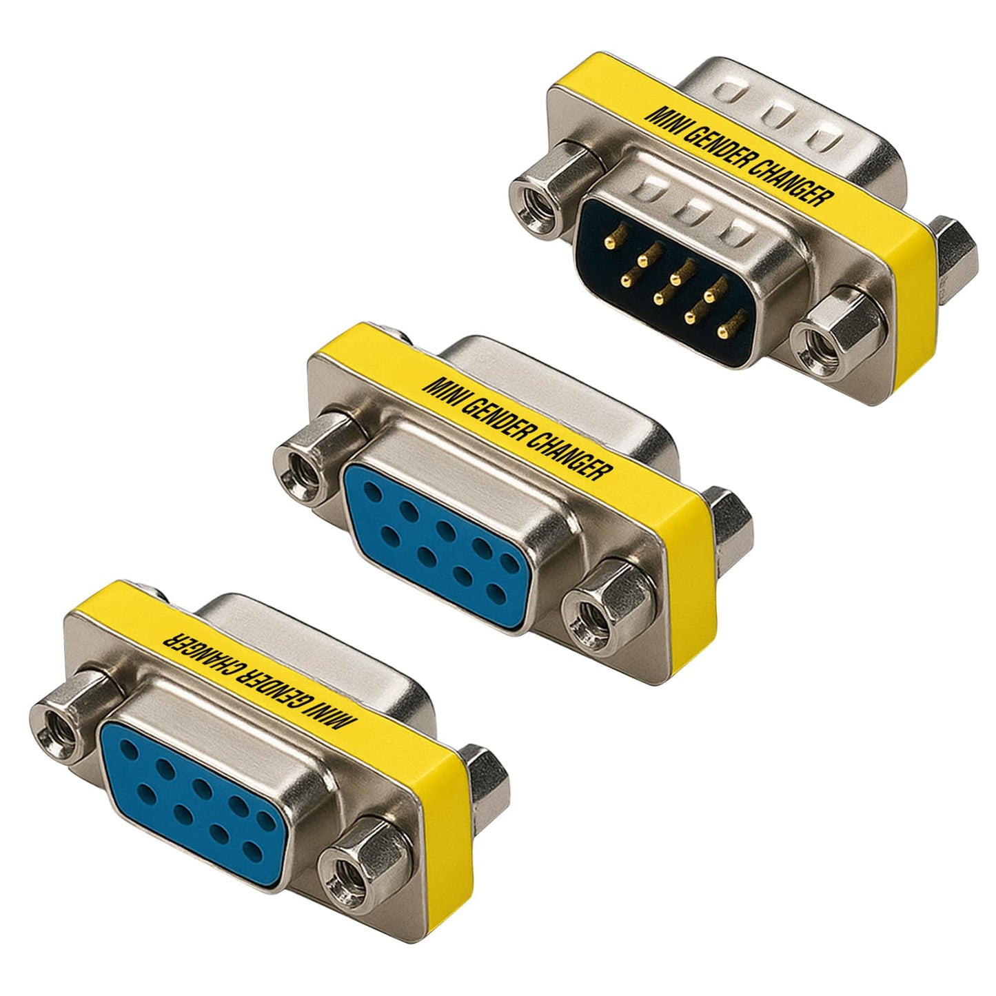 Cyberguys DB9 Gender Changer 3-Pack - Serial Adapter Set Includes DB9 Female to Female, Male to Male, and Male-to-Female - Slimline RS232 Connector…