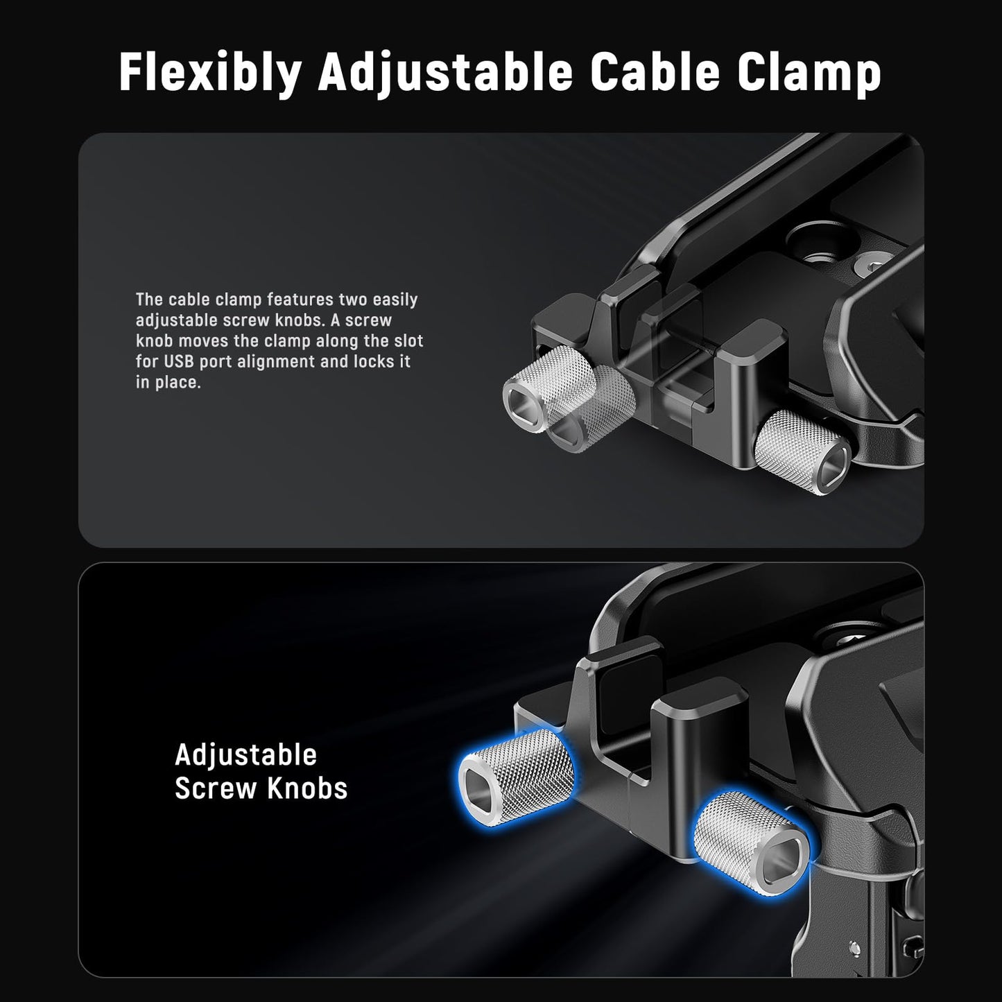 Neewer SSD Holder 40-65mm Quick Release SSD Bracket Mount with Cable Clamp Compatible with SmallRig Phone Cage for 16 Pro Max 15 Pro Max Samsung S24