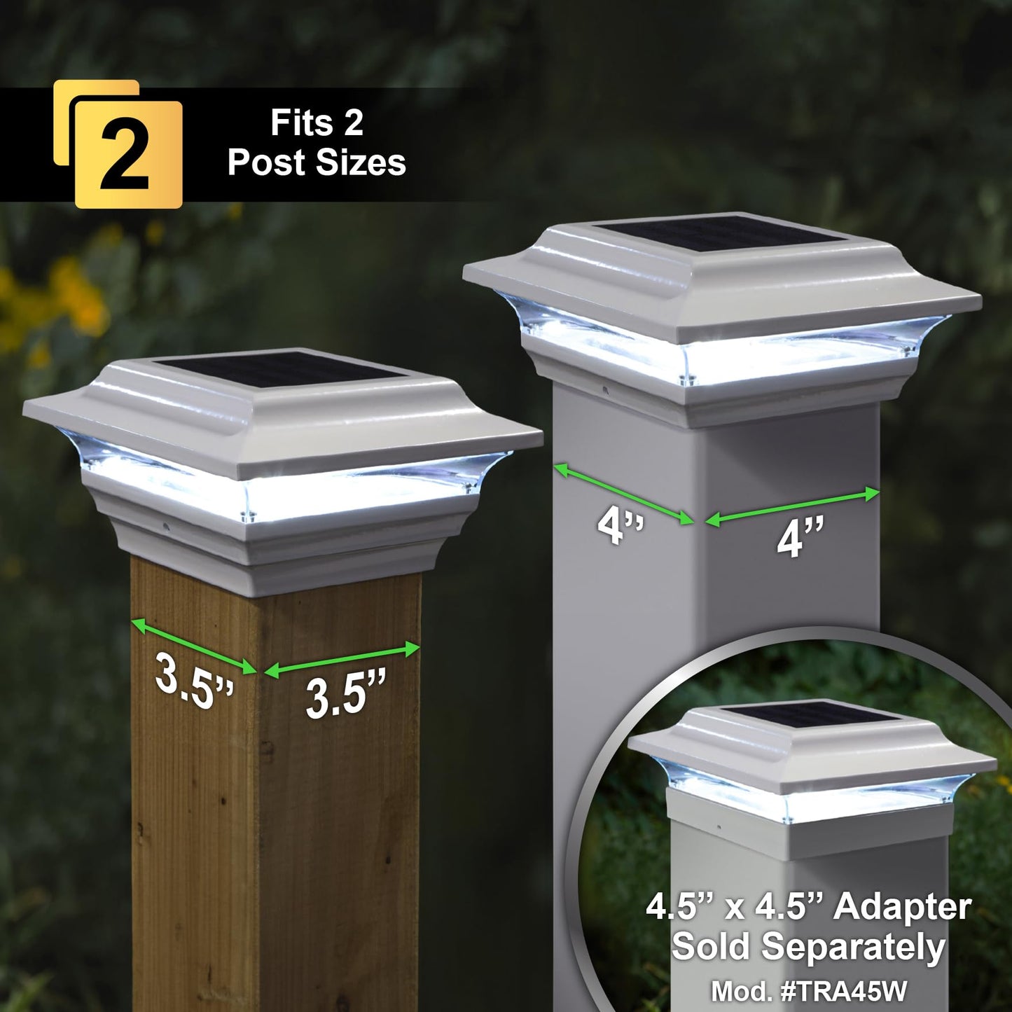 Classy Caps 4x4 Imperial Solar Post Cap - Fits 4"x4" and 3.5"x3.5" Deck & Fence Posts, White Cast Aluminum - Warm and Cool Light Modes - Heavy-Duty