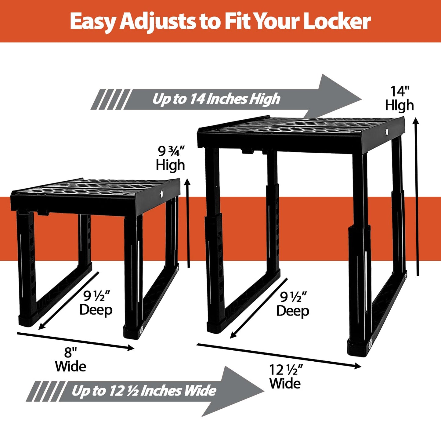 Piffny Locker Organizer Shelf? Adjustable Width and Height, Stackable, Ideal Locker Shelf for School, Office, Gym Lockers, or Even Kitchen Cabinets