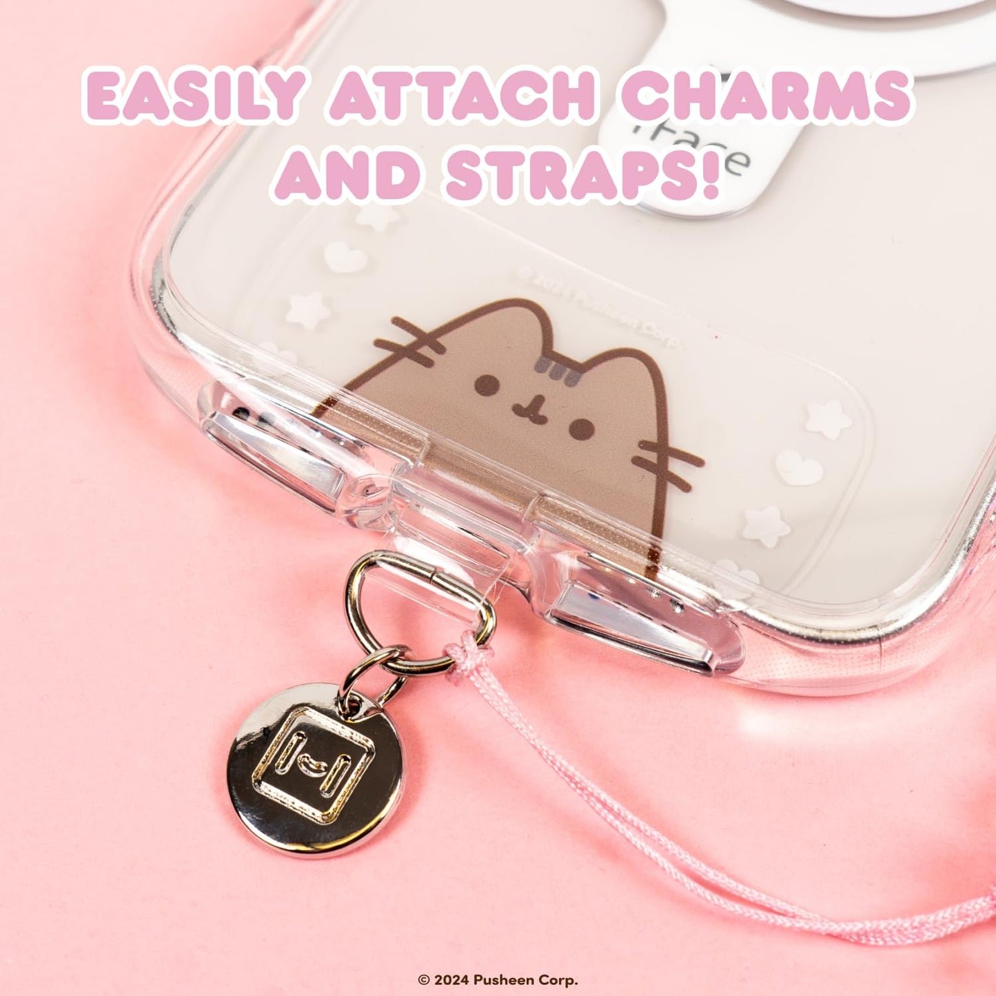 iFace Pusheen The Cat Tether Tab Phone Strap Charm Ring Lanyard Holder - Universal Smartphone Strap Tab for iPhone 16/15 / 14/13 and Samsung Galaxy