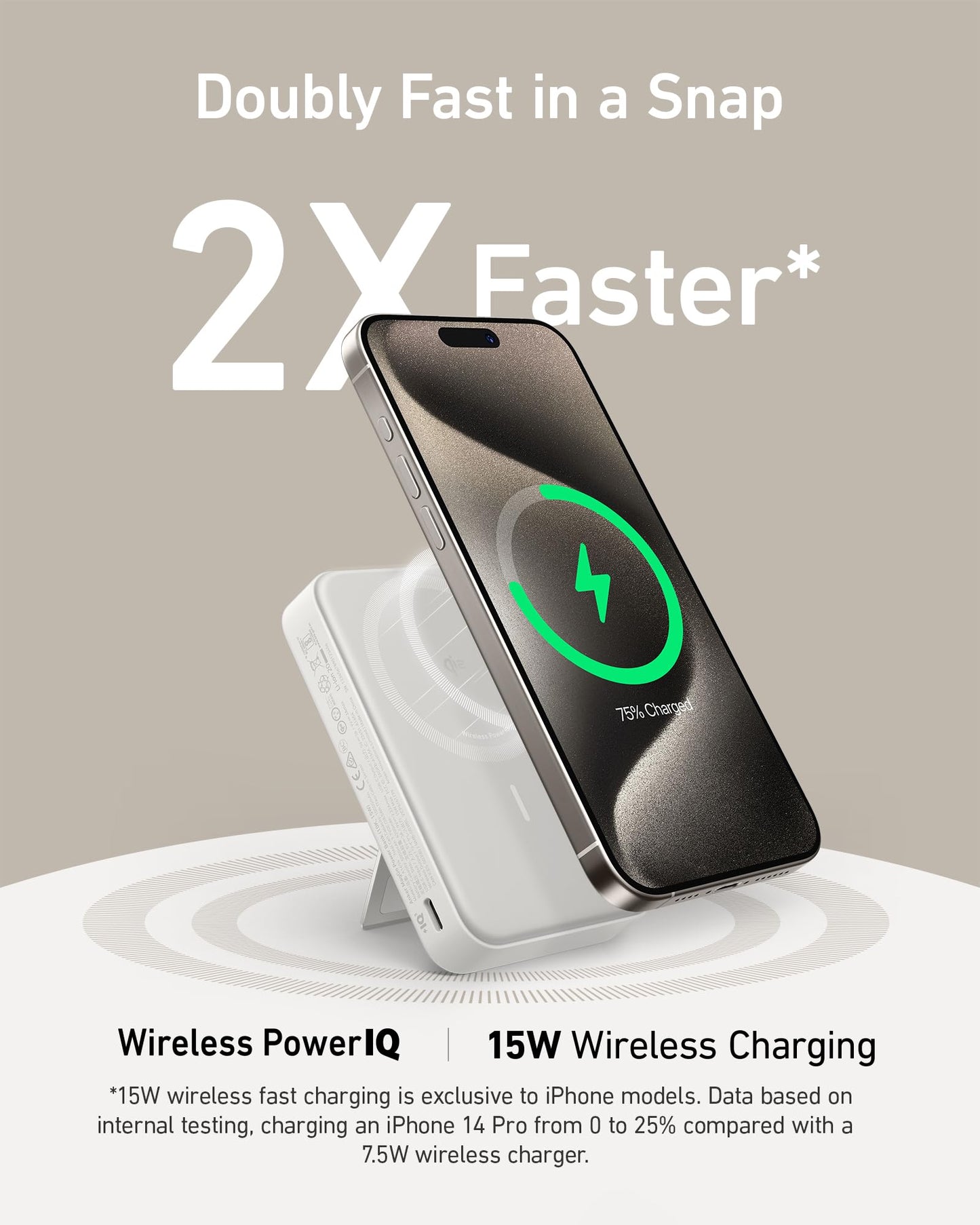 Anker MagGo Power Bank, 10,000mAh Qi2-Certified 15W Max Portable Charger
