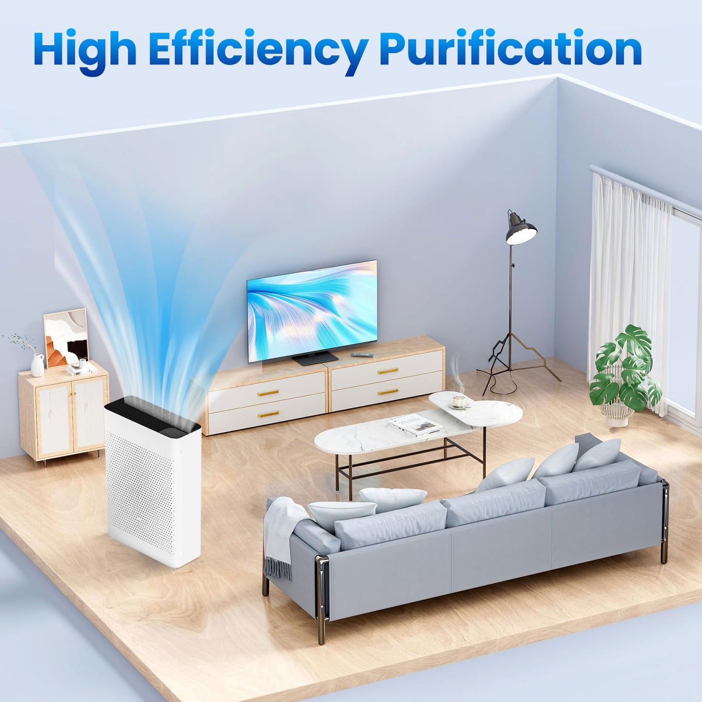 HEYAXA Air Purifiers for Home Large Room Up to 2000 Ft² with Air Quality Monitor, Filter Remind,21dB Sleep Mode, Wi-Fi and Timer, Washable Filters,Air