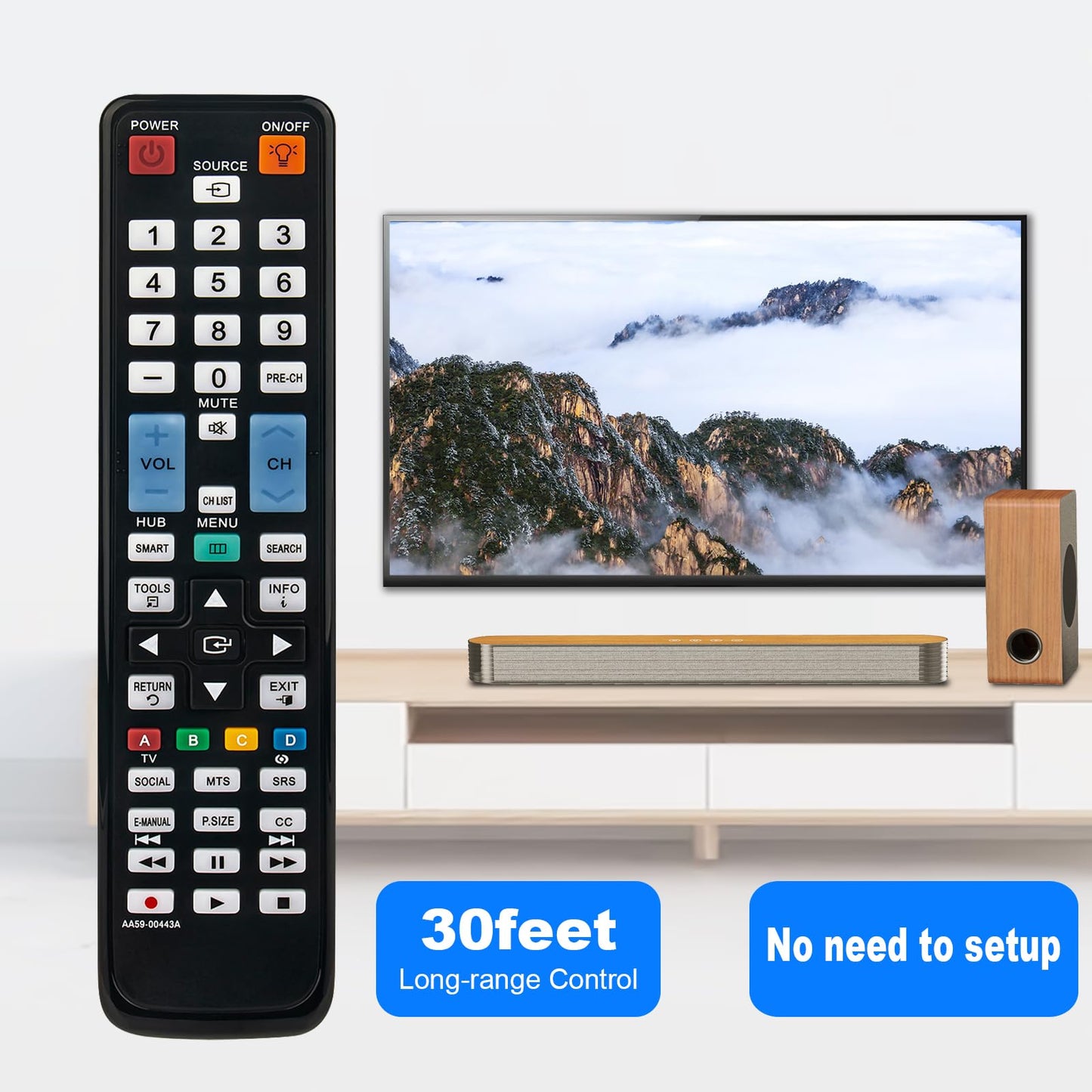 New AA59-00443A Replaced Remote fit for Samsung LED TV 6000 Series 6050 Series UN40D6000 UN46D6000 UN55D6000 UN40D6050 UN32D6300 UN32D6000SF