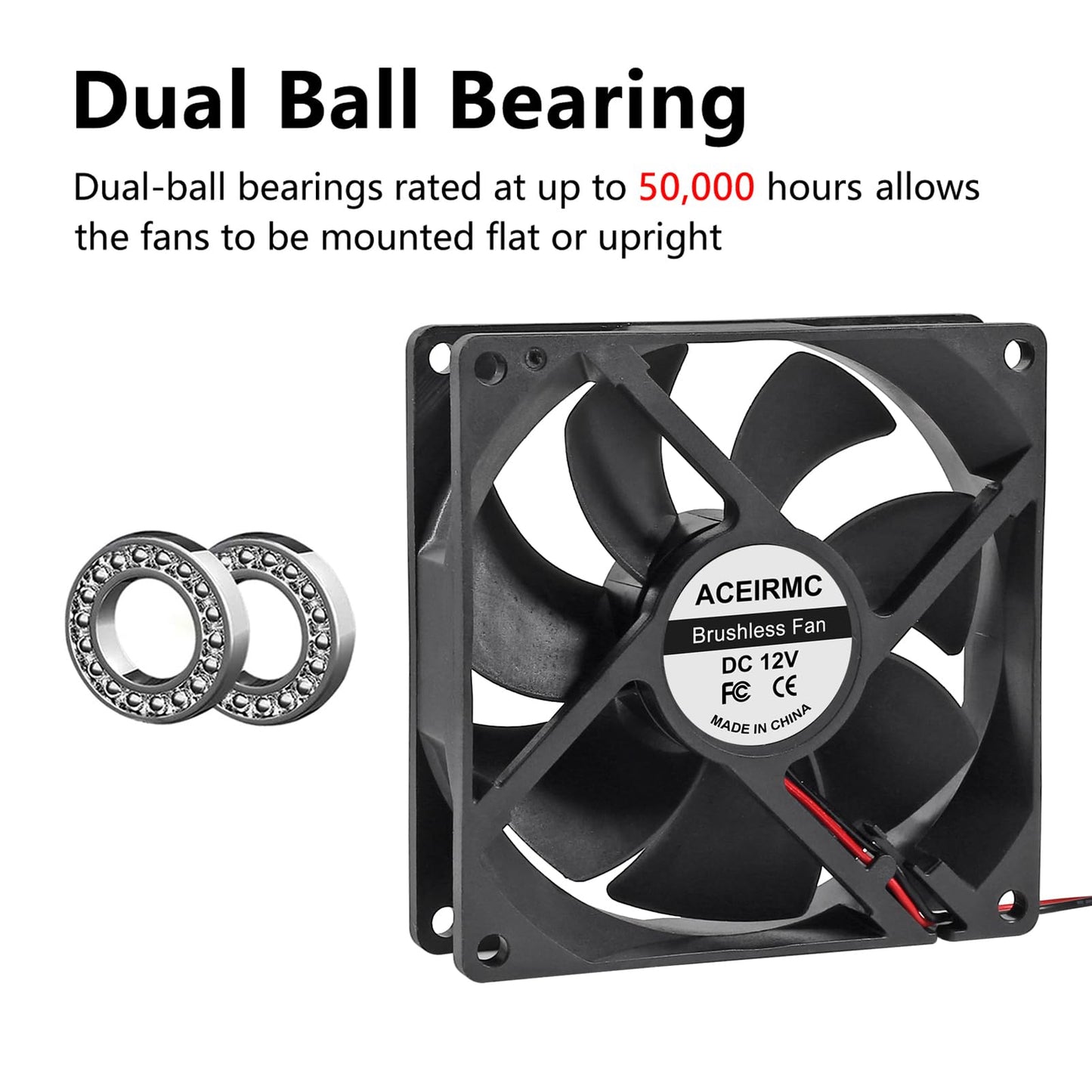 ACEIRMC 2pcs 9225 92mm x 25mm 12V DC Brushless Computer case Fan 12 Volt 2Pin Dual Ball for DIY Cooling Ventilation Exhaust Projects (Double Ball