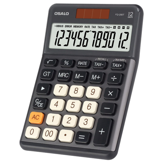 Pendancy Office Small Calculator Desktop with Tax+/- for Tax Calculation, 12 Digit Large LCD Display, Solar Battery Power, Durable Portable Design