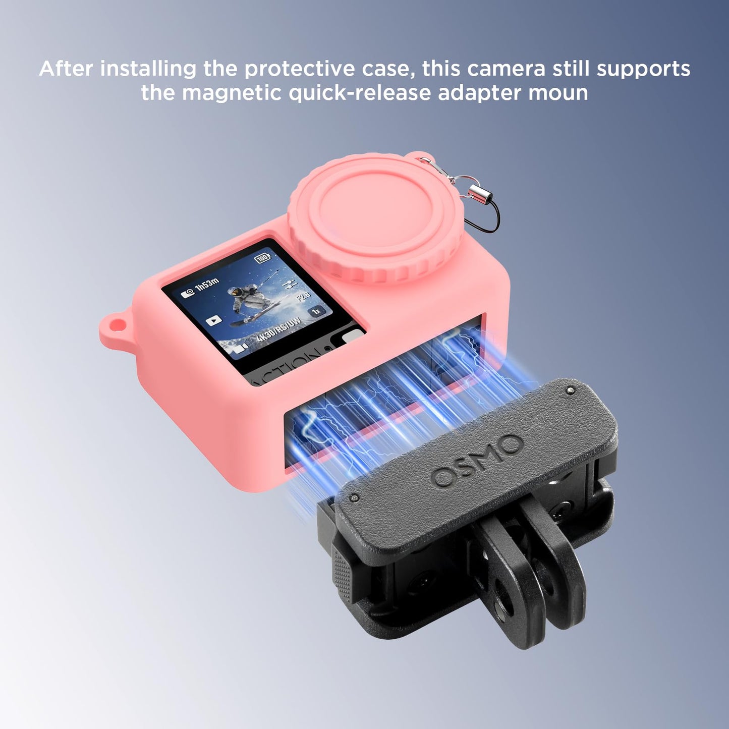 Wonkzon Case for DJI Osmo Action 6 with Lanyard, Soft Silicone Non-Slip Anti-Drop Wear-Proof and Washable Action Camera Protector Case Compatible