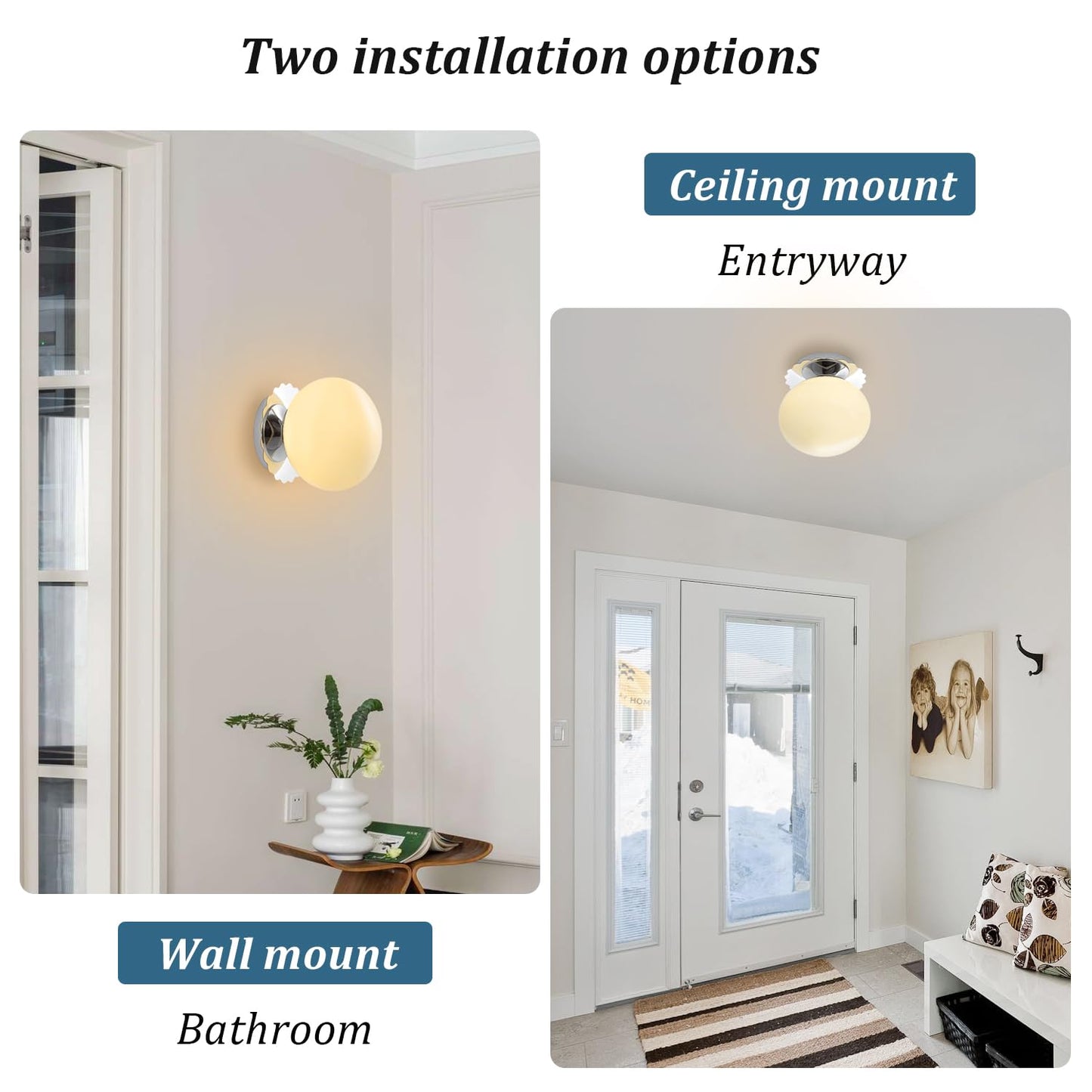Modern Globe Glass Wall Sconces- Minimalist Home Shop Decor Wall Light 7" Glass Shade Hardwired- 1 Light Mid Century Wall Lamps Indoor Bedroom