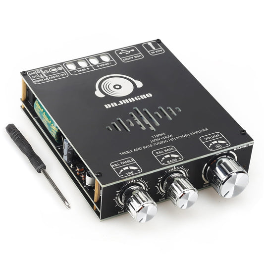 160W+160W Amplifier Board with Treble and Bass Control, DC 12-36V 2.0 Channel Stereo AMP Board,Bluetooth/AUX/USB Input