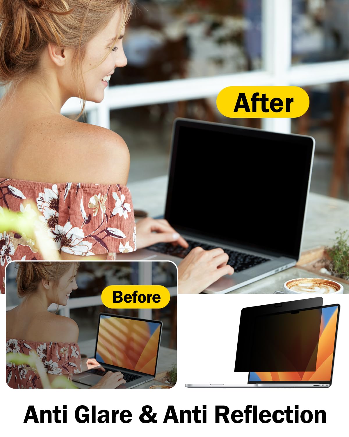 F FORITO 17.3 Inch 16:9 360° Laptop Privacy Screen Protector, Anti Peeping and Anti Glare Laptop Privacy Shield, Reduce Eye Strain & Eye Protection