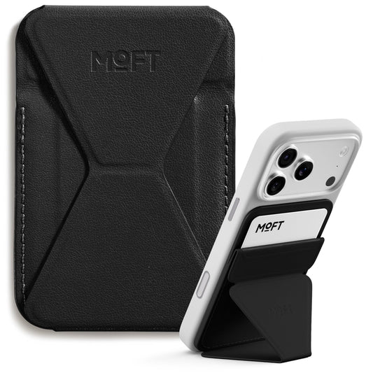 MOFT Magnetic Wallet Stand Compatible with iPhone 17/16/15/14/13/12 Series, Angle Adjustment & Magsafe Compatible MOVAS Phone Stand,Jet Black