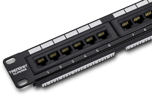 TRENDnet 24-Port Cat6 Unshielded Patch Panel, Wallmount or Rackmount, Compatible with Cat3,4,5,5e,6 Cabling, for Ethernet, Fast Ethernet, Gigabit