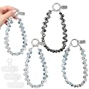 NEETUE 3PCS Crystal Beaded Wrist Strap Cell Phone Charm with 3Pcs Tether Tab Phone Bracelet Wrist Strap Lanyard for Women