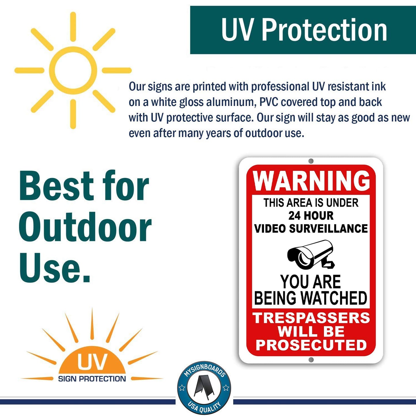 Mysignboards Warning This Property Under 24 Hour Video Surveillance Sign Security CCTV Aluminum - Metal - You are Being Watched!!!