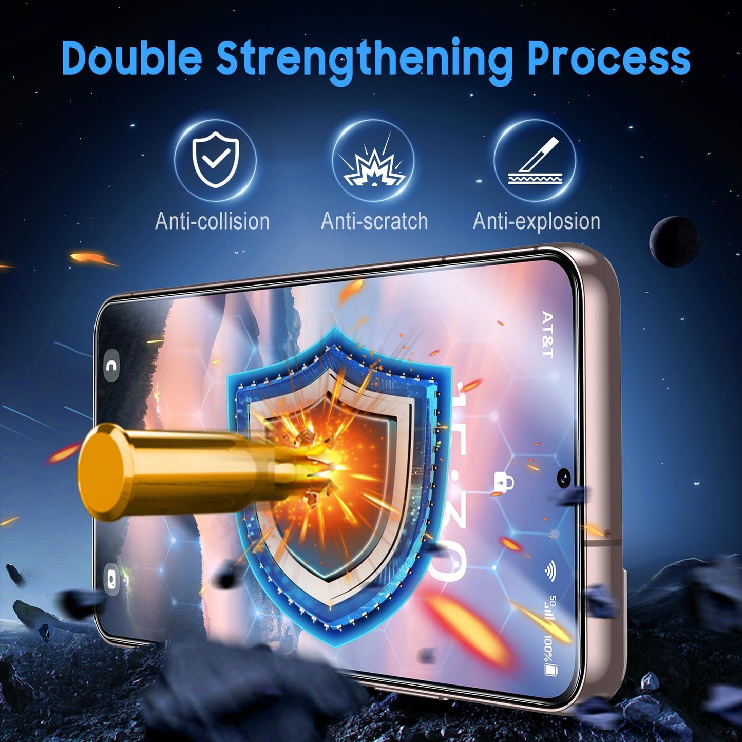 Uyiton for Samsung Galaxy S21 FE Screen Protector, [10X Military Shatterproof] [Eyes Protection] [Support Fingerprint Unlock] Anti-Scratch HD Clear 9H