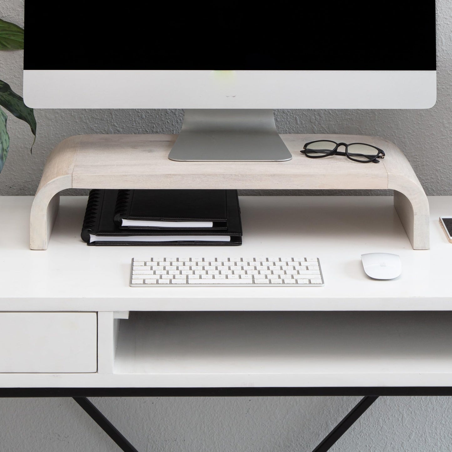 Anji Mountain Wood Monitor Stand Riser Desk Desktop Organizer Table for Home, Office Workspace, Laptop Riser, Ergonomic Design Stand for Gaming Setup
