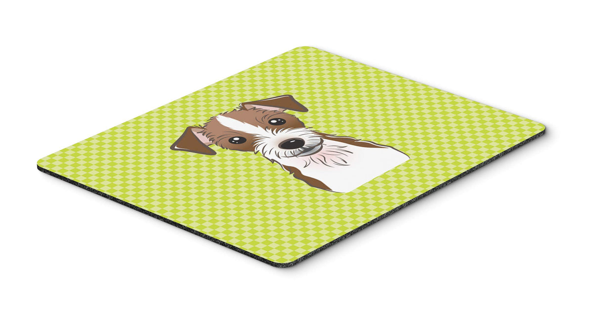 Caroline's Treasures BB1264MP Checkerboard Lime Green Jack Russell Terrier Mouse Pad, Hot Pad or Trivet for Home Office Gaming Working Computers