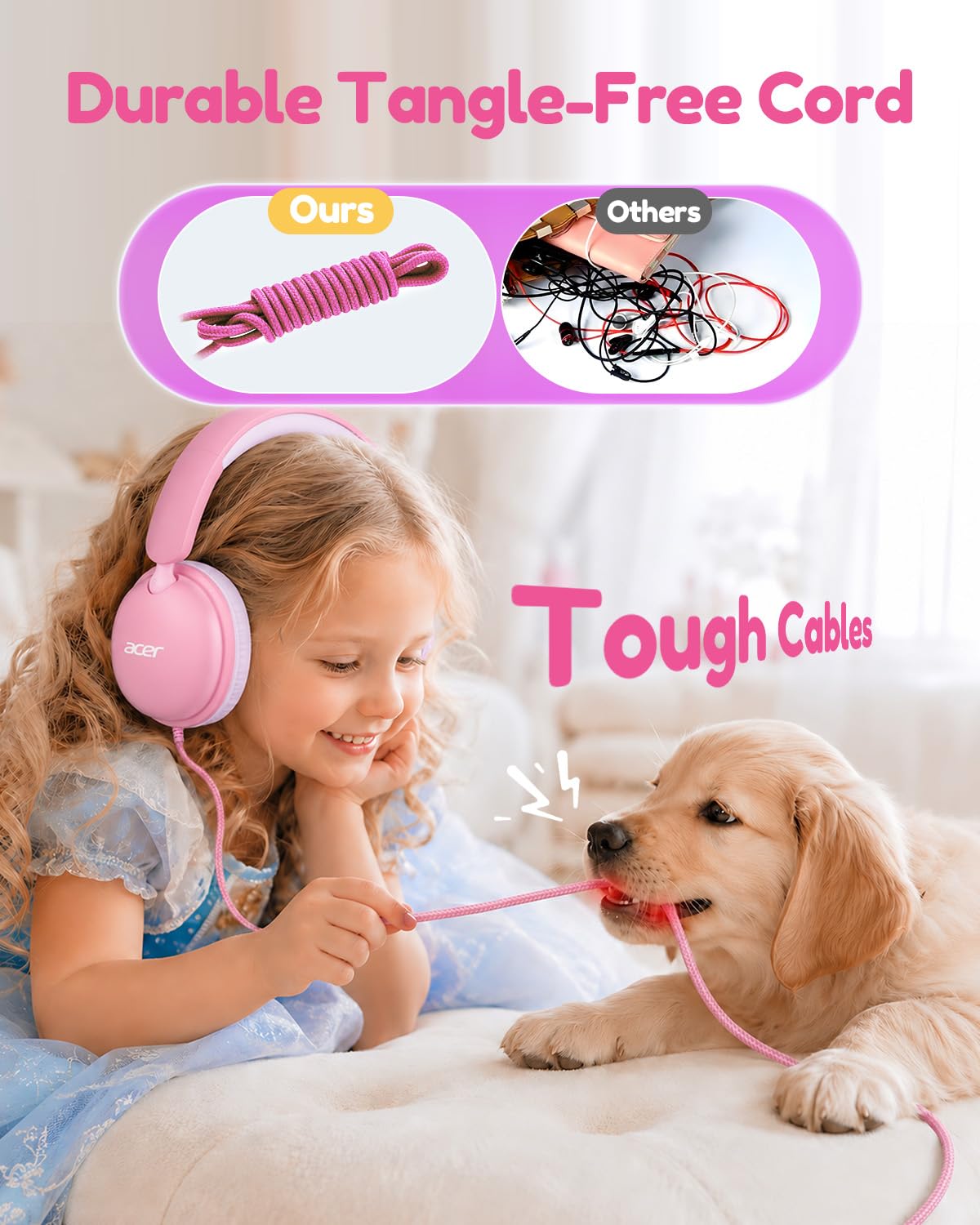 Acer OHW355 Kids Headphones with Cord for School,Over Ear Wired Headphones