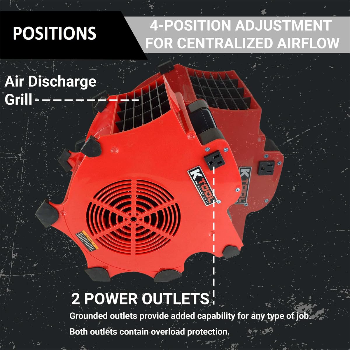 K Tool International 77700 Big Chill Workforce Blower Floor Fan, 1200 CFM, 3 Speed Motor, Overload Protection, Impact Resistant ABS, 300 Watt