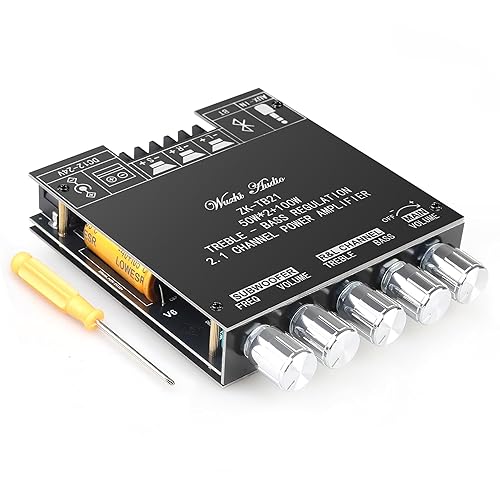 ZK-TB21 50W+50W+100W 2.1CH Bluetooth 5.0 Subwoofer Amplifier Board - Bass/Treble Control, AUX/USB Input, Overload Protection, Compact for Vehicle